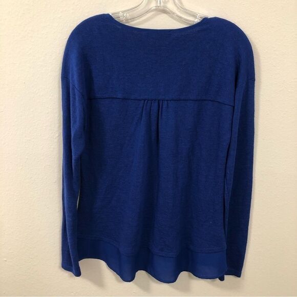 Sanctuary Women's Blue Knit Long Sleeve V Neck Blouse XS - Picture 6 of 6